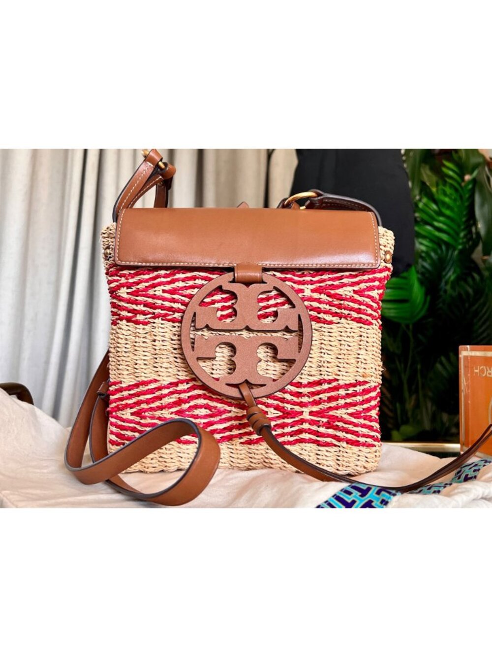 AUTHENTIC TORY BURCH RED STRIPED MILLER SHOULDER BAG/CROSSBODY - Picture 13 of 13